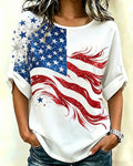 Graffiti Flag Art Crew Neck Blouse