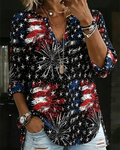 Independence Day Fireworks Print Casual Shirt