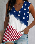 Independence Day Flag Oil Painting V-neck Vest