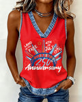 Independence Day Print V-Neck Vest