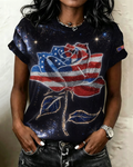 Crew Neck Retro 250th Anniversary of America Commemorative Printed Short-sleeved T-shirt