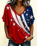 Retro 250th Anniversary V-Neck Short Sleeve T-shirt