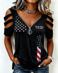 Retro Patriotic Art Printed Patriotic T-Shirt