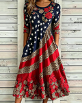 Sexy Leopard Print Rose Patchwork Print Pocket Casual Dress