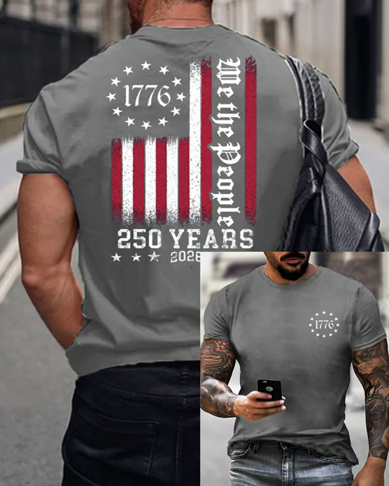 Men's Casual USA 250th Anniversary Printed Short-Sleeve T-Shirt