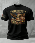 Men's Casual American 250th Anniversary Print Waffle Knit T-shirt