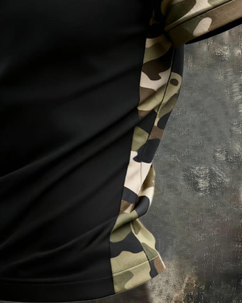 Men's Retro Patriot Camouflage Patchwork T-shirt