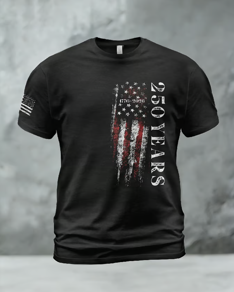 Men's Casual American 250th Anniversary Print T-Shirt