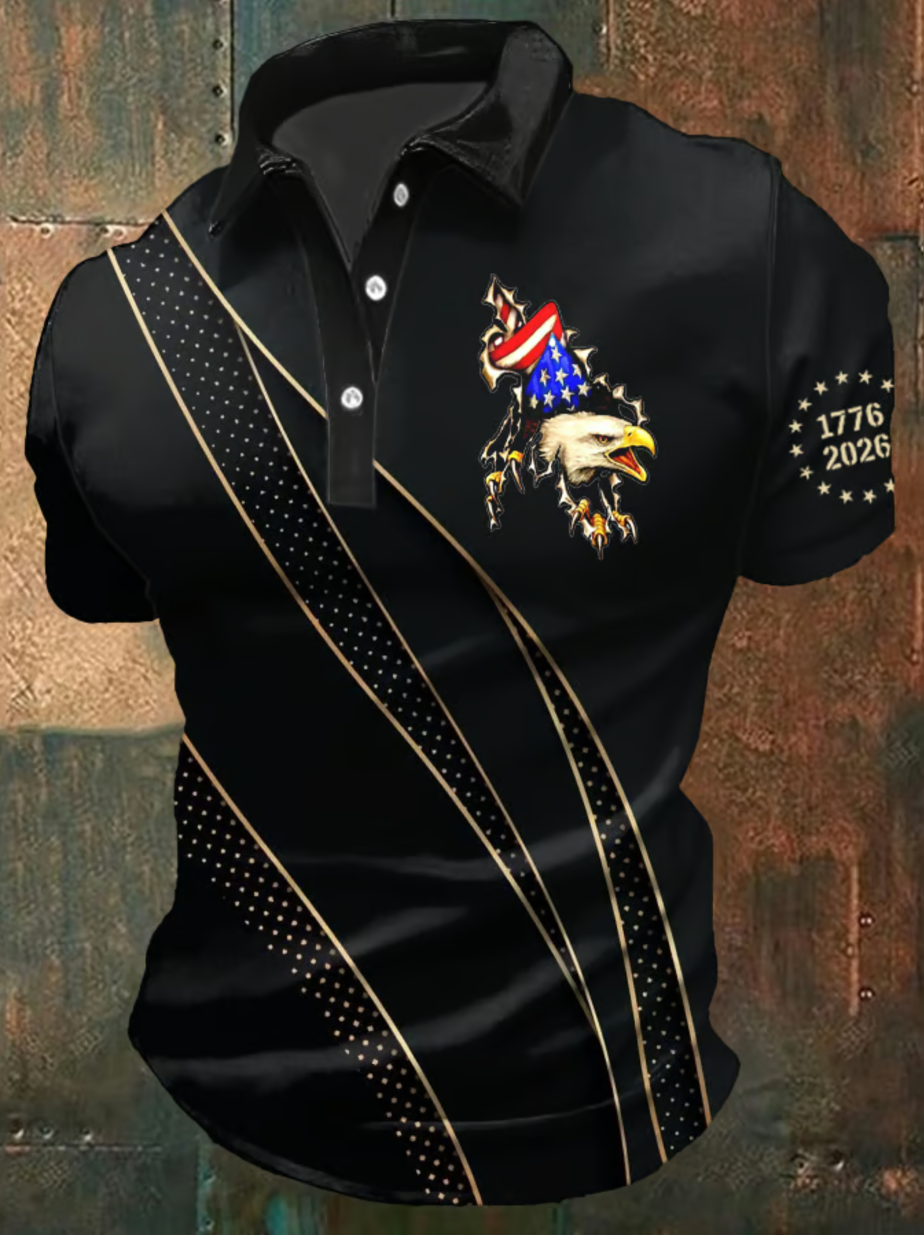 Men's America 250th Anniversary Print Casual Polo Shirt