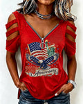 Statue of Liberty 250th Anniversary Print Out Patriotic T-Shirt