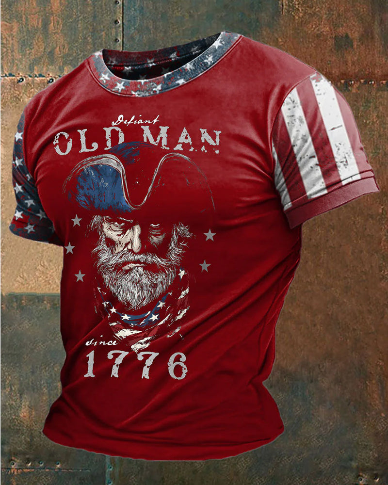 Retro 1776 Rebellious Old American Style Old Style Old Flag Short Sleeve T-Shirt