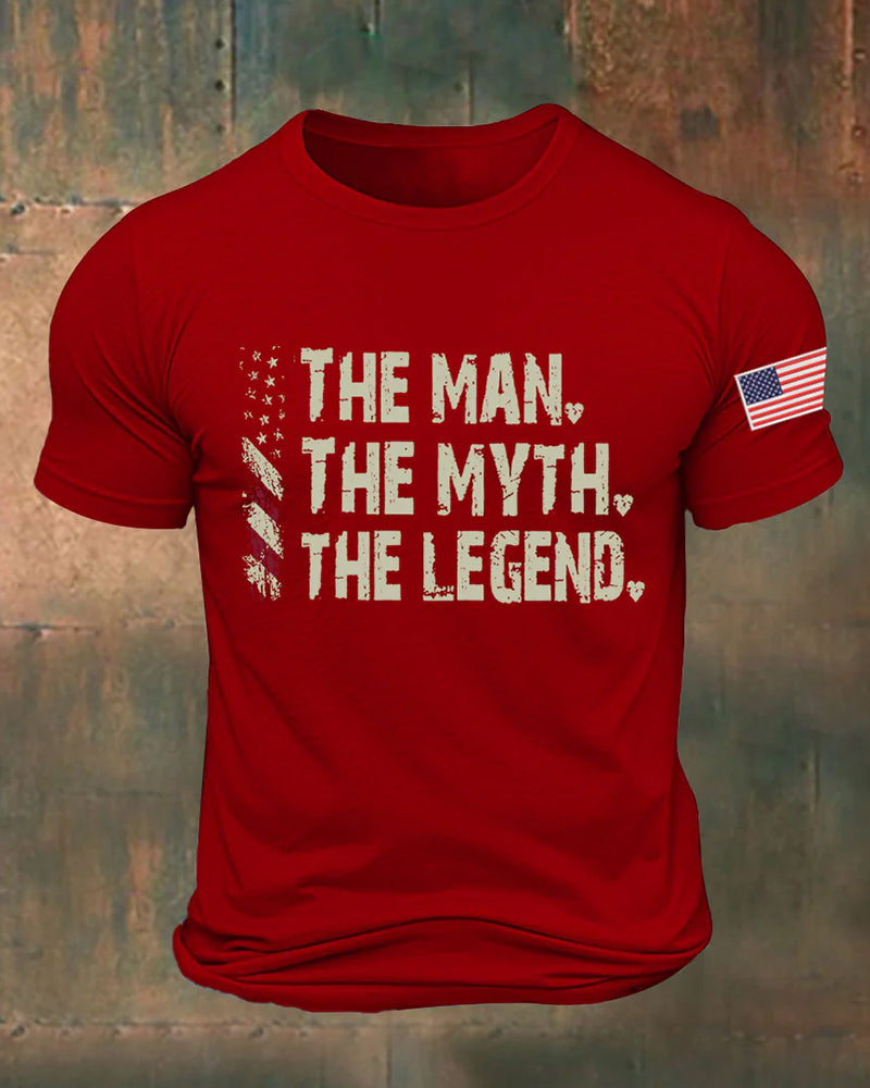 American Legendary Slogan Old Stars And Stripes Simple Short-sleeved T-shirt