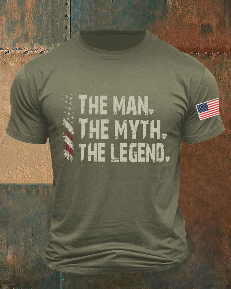 American Legendary Slogan Old Stars And Stripes Simple Short-sleeved T-shirt