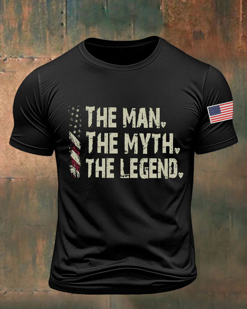 American Legendary Slogan Old Stars And Stripes Simple Short-sleeved T-shirt