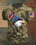 Camouflage Ripped Eagle Flag Tear Print Men's Short Sleeve T-Shirt