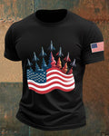 Fighter Formation Stars And Stripes Patriotic Theme Men's Short-sleeved T-shirt