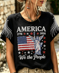 The Statue of Liberty of the United States Print Crew Neck Short Sleeve Tshirt