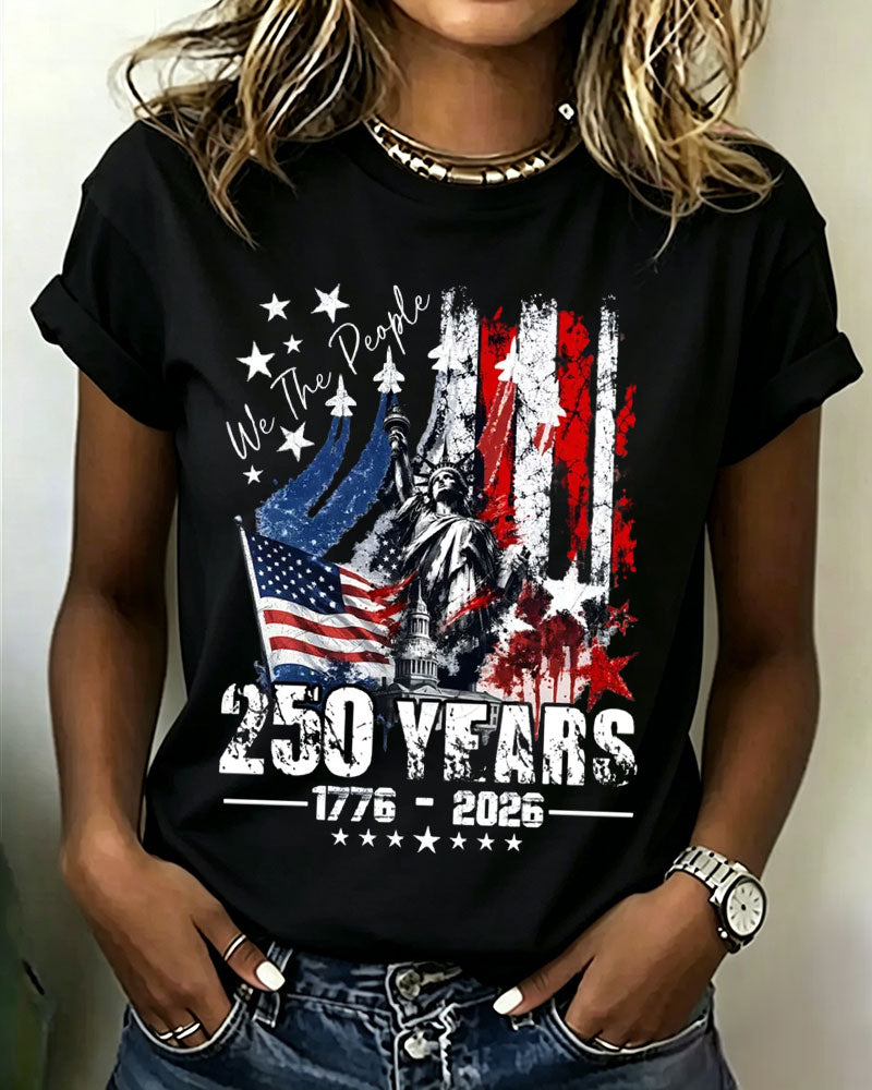 100% Cotton USA 250th Anniversary Shirtdesign Crew Neck Short Sleeve Tshirt