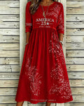 Women'S Casual American Independence Day Flag Print Pocket Casual Dress