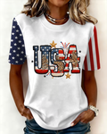 Crew Neck Women's Casual 250th Anniversary Printed Art Short-sleeved T-shirt