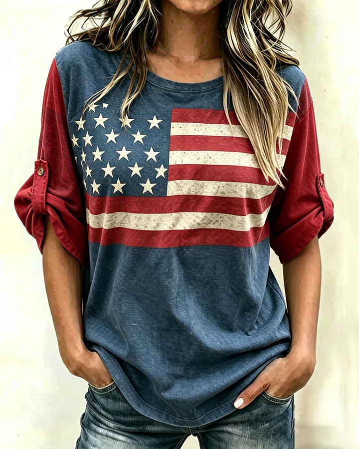 Women's Retro Independence Day We The People 1776-2026 Print Shirt