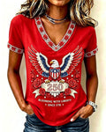 Women's U.S. 250th Anniversary Print V-neck Short Sleeve Tshirt