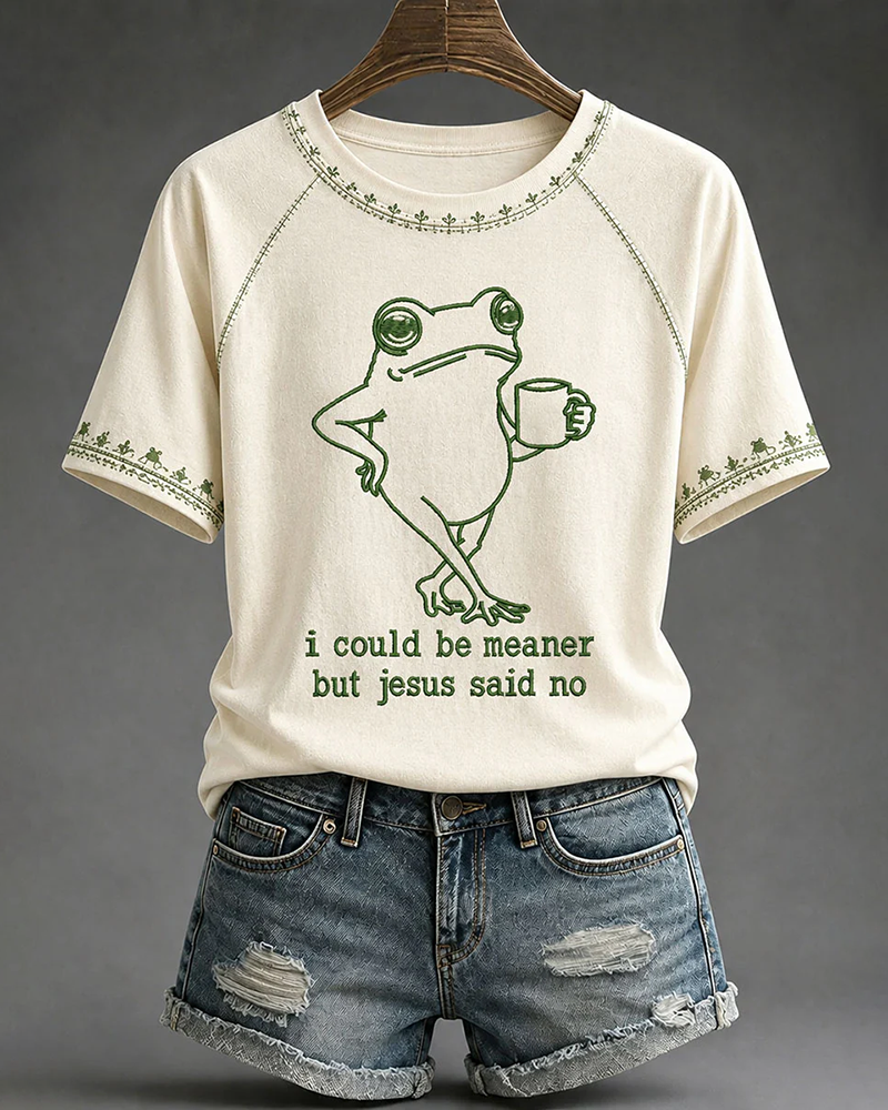 Women's I Could Be Meaner But Jesus Said No Crew Neck Short Sleeve Tshirt