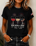 100% Cotton 250th Anniversary Fun Wine Glasses Crew Neck Short Sleeve Tshirt