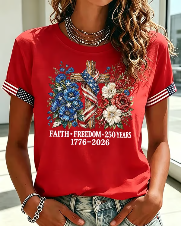250th Anniversary of The Cross Print Crew Neck Short Sleeve Tshirt