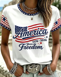 Women's American 250th Anniversary Graffiti Crew Neck Short Sleeve Tshirt