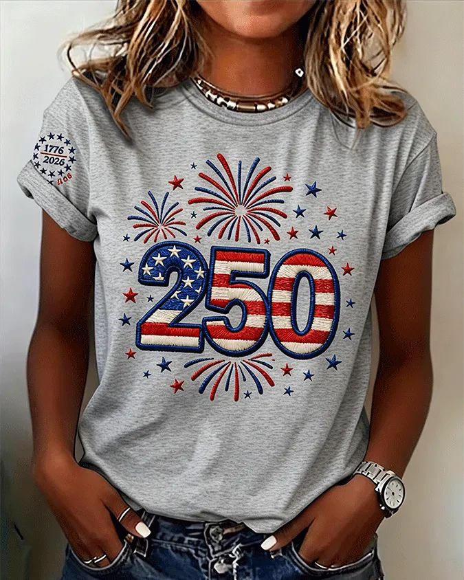 100% Cotton Celebrating The 250th Anniversary Crew Neck Short Sleeve Tshirt