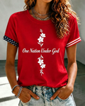 Women's One Nation Under God Print Crew Neck Short Sleeve Tshirt