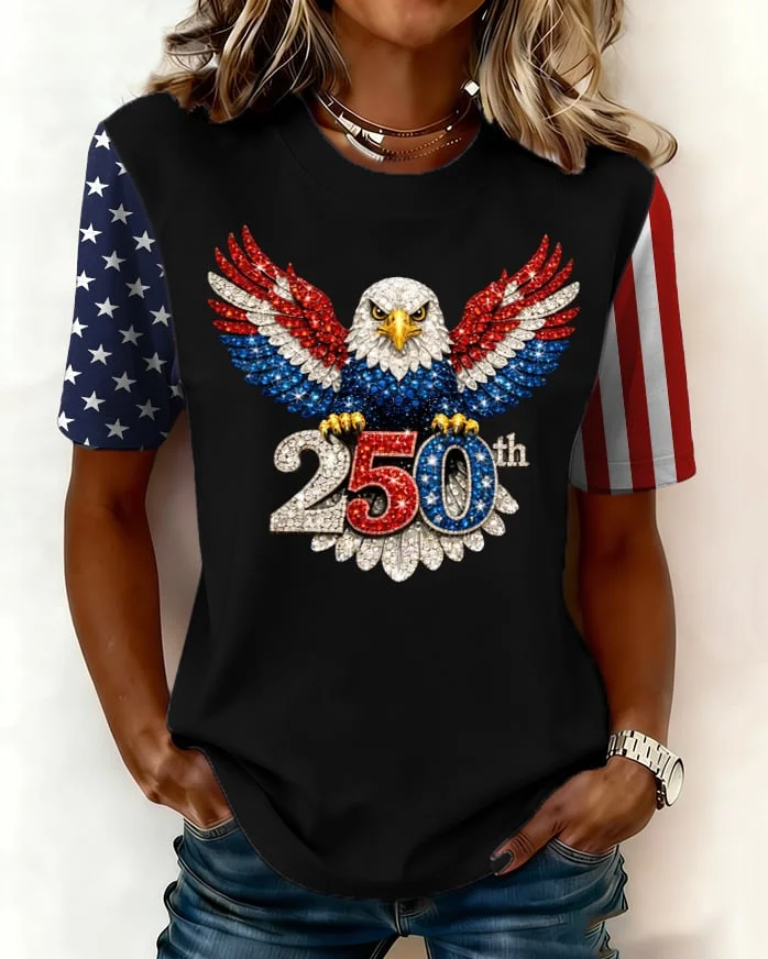 250th Anniversary Bald Eagle Crew Neck Short Sleeve Tshirt
