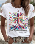 100% Cotton Faith Moves Mountains Crew Neck Short Sleeve Tshirt
