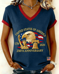 Statue of Liberty 250th Anniversary V-neck Short Sleeve Tshirt