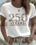100% Cotton 250 American Embroidered Pattern Print Crew Neck Short Sleeve Tshirt