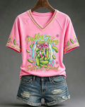Women's "Pickles & Jesus, Salty & Saved" Christian V-neck Short Sleeve Tshirt