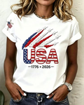 Women’s Usa Anniversary Print Crew Neck Short Sleeve Tshirt