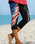 We The People Text Stretch Cropped Pants