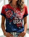 God Bless The USA Crew Neck Short Sleeve Tshirt
