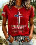 100% Cotton God Blessed America Crew Neck Short Sleeve Tshirt