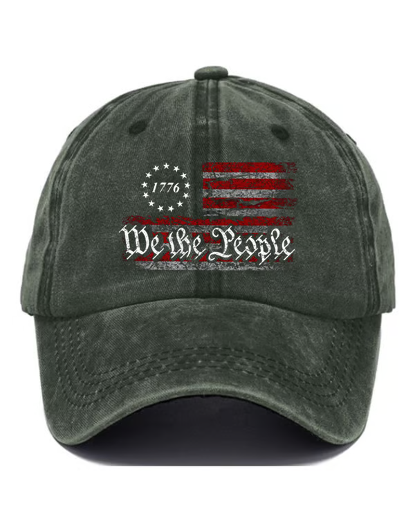 Vinage We The People 1776 Flag Print Baseball Cap