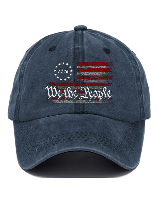 Vinage We The People 1776 Flag Print Baseball Cap