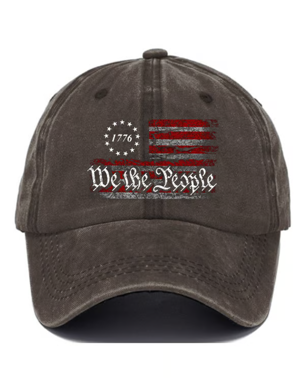 Vinage We The People 1776 Flag Print Baseball Cap