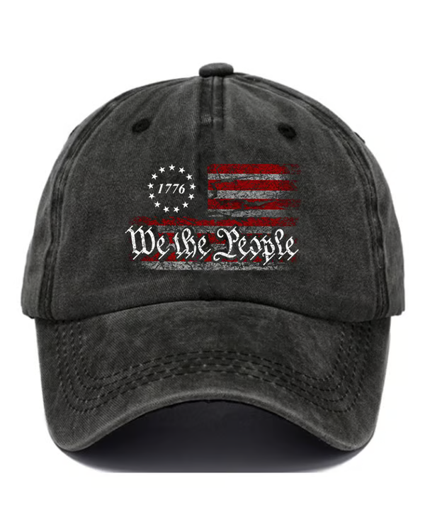 Vinage We The People 1776 Flag Print Baseball Cap